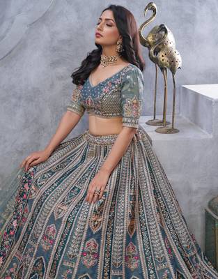light blue embroidered art_silk lehenga choli With Dupatta 3