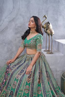 sea green embroidered art_silk lehenga choli With Dupatta 3