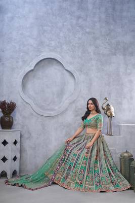 sea green embroidered art_silk lehenga choli With Dupatta 4