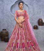 pink embroidered art_silk lehenga choli With Dupatta