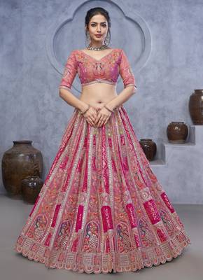 pink embroidered art_silk lehenga choli With Dupatta 4