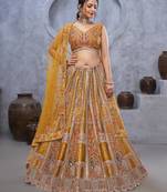 mustard embroidered art_silk lehenga choli With Dupatta