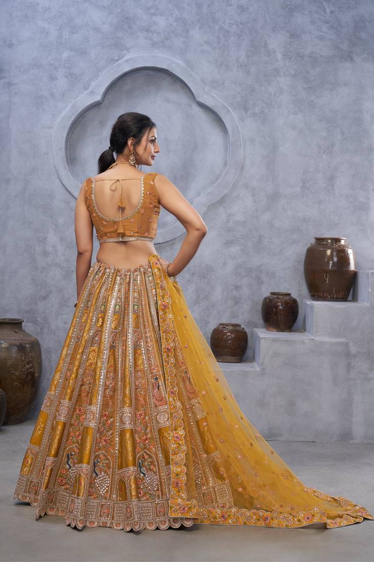 mustard embroidered art_silk lehenga choli With Dupatta