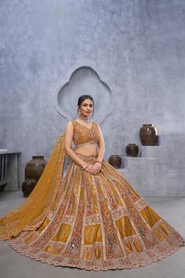 mustard embroidered art_silk lehenga choli With Dupatta 4
