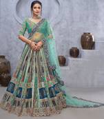 sea green embroidered art_silk lehenga choli With Dupatta