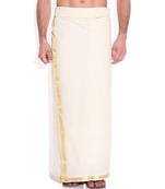 Mens Dhoti With Gold Boarder