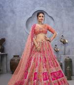 peach embroidered art_silk lehenga choli With Dupatta