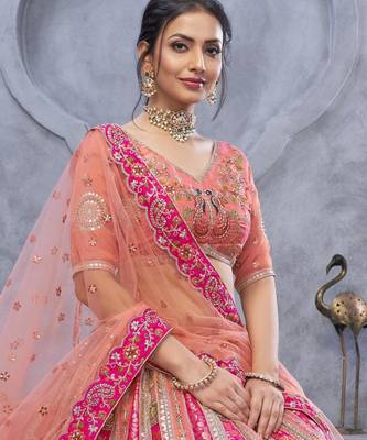 peach embroidered art_silk lehenga choli With Dupatta 3