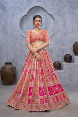 peach embroidered art_silk lehenga choli With Dupatta 4