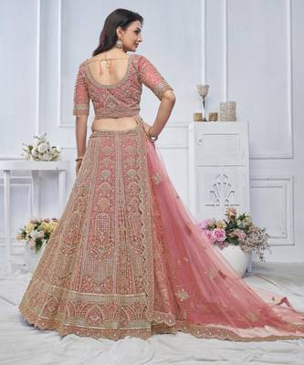 onion pink embroidered net lehenga choli With Dupatta 2