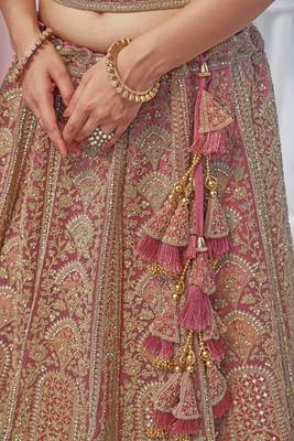 onion pink embroidered net lehenga choli With Dupatta 4