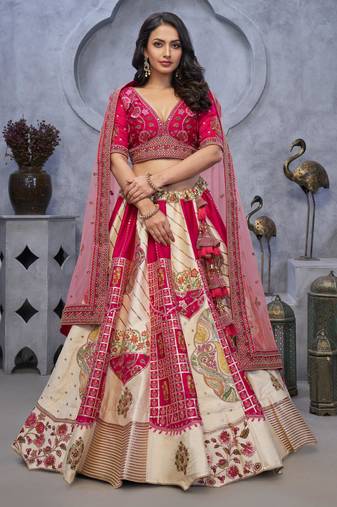 ivory embroidered art_silk lehenga choli With Dupatta