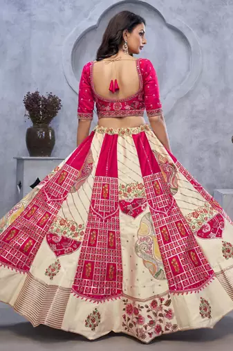 ivory embroidered art_silk lehenga choli With Dupatta