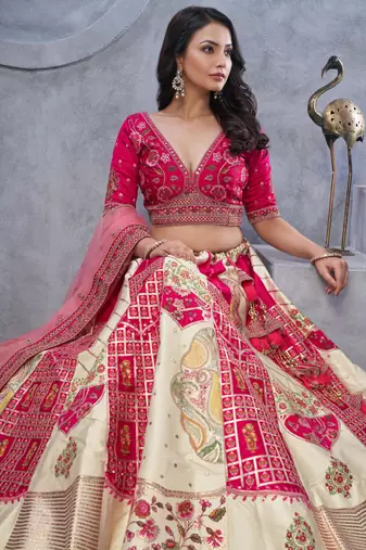 ivory embroidered art_silk lehenga choli With Dupatta