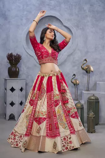 ivory embroidered art_silk lehenga choli With Dupatta