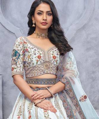 light sky blue embroidered art_silk lehenga choli With Dupatta 2