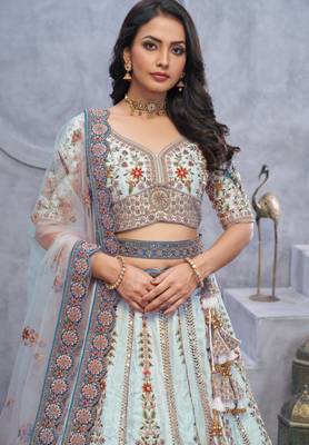 light sky blue embroidered art_silk lehenga choli With Dupatta 3