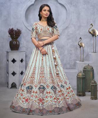 light sky blue embroidered art_silk lehenga choli With Dupatta 4