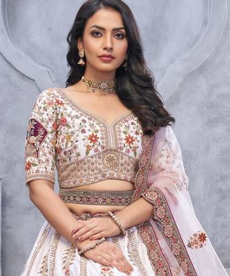 white embroidered art_silk lehenga choli With Dupatta 4