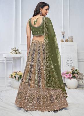 green embroidered net lehenga choli With Dupatta 2