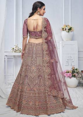 onion pink embroidered net lehenga choli With Dupatta 3