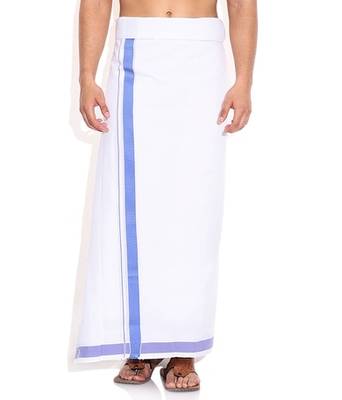 Mens Dhoti With Blue Boarder 1