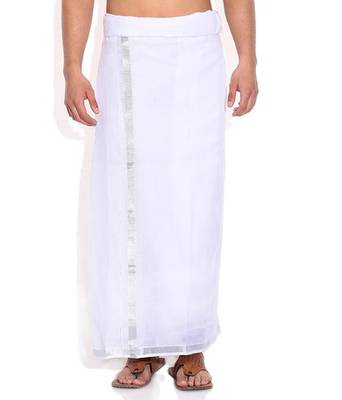 Mens Dhoti With Silver Border 1
