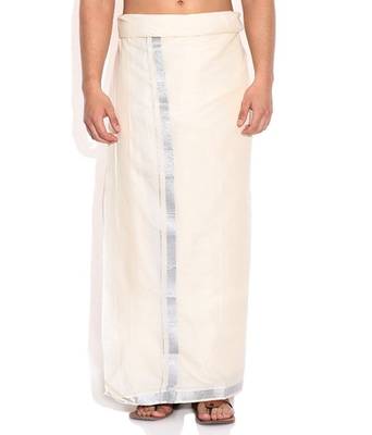 Mens Dhoti With Silver Boarder 1