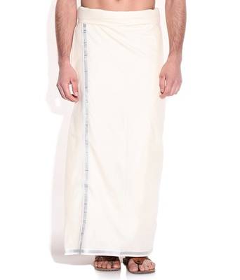 Mens Dhoti With Silver Border 1