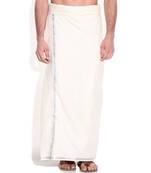 Mens Dhoti With Silver Border