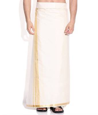 Mens Dhoti With Gold Border 1