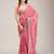 Pink color crunchy chiffon embroidered work saree