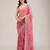 Pink color crunchy chiffon embroidered work saree