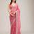 Pink color crunchy chiffon embroidered work saree