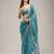 Sky color crunchy chiffon embroidered work saree
