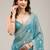 Sky color crunchy chiffon embroidered work saree