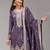 Purple embroidered gold crush semi-stitched palazzo style salwar suit