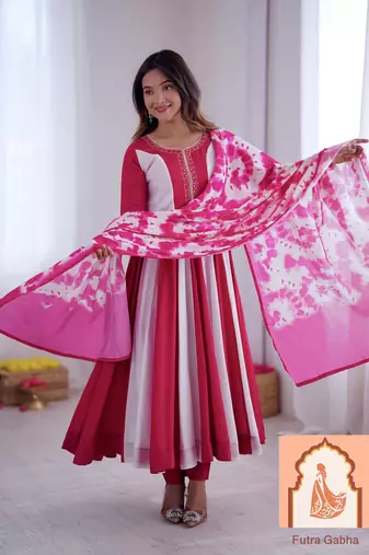 Elegant Embroidery with Digital Printed Designer Anarkali Three Piece Set