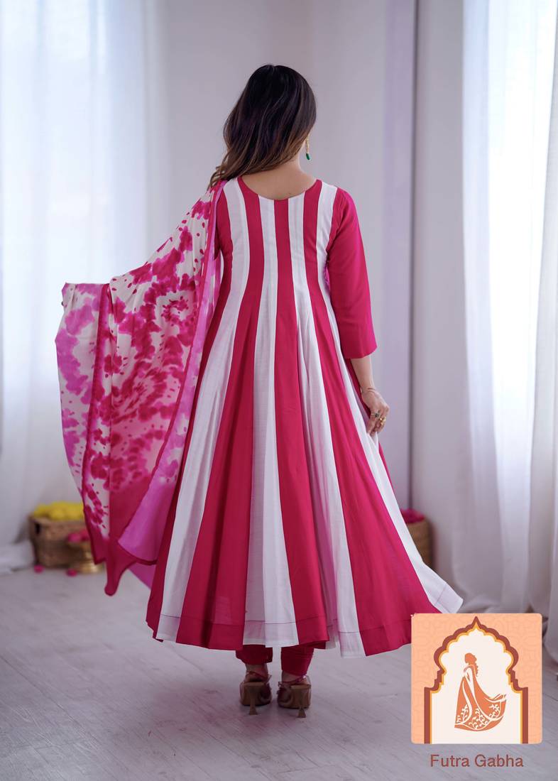 Elegant Embroidery with Digital Printed Designer Anarkali Three Piece Set