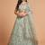 pista green thread embroidery net lehenga-choli