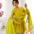 Lime Green  Ethnic Wear Anarkali Sharara Set with Mirror Handwork