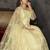 Light yellow net thread embroidered wedding wear anarkali suit