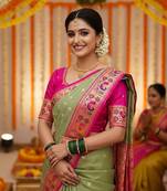 Green Color Soft Traditional Banarasi Silk Blend Saree