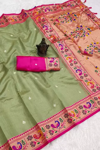 Green Color Soft Traditional Banarasi Silk Blend Saree
