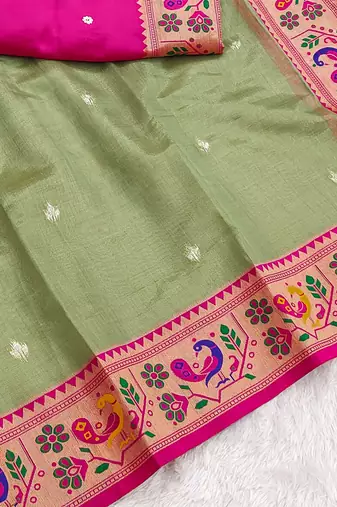 Green Color Soft Traditional Banarasi Silk Blend Saree