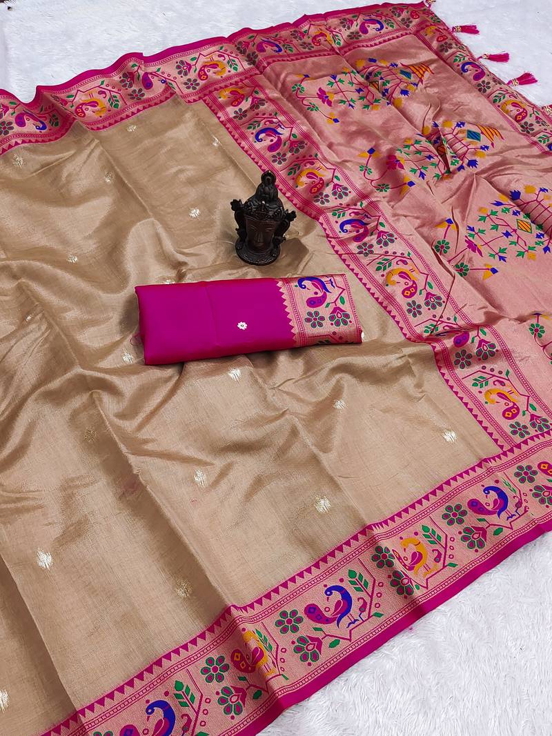 Brown Color Soft Traditional Banarasi Silk Blend Saree