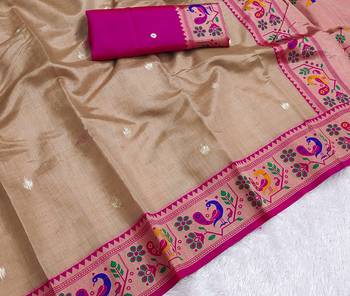 Brown Color Soft Traditional Banarasi Silk Blend Saree 2