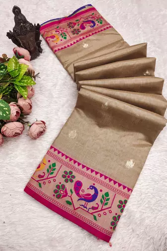 Brown Color Soft Traditional Banarasi Silk Blend Saree