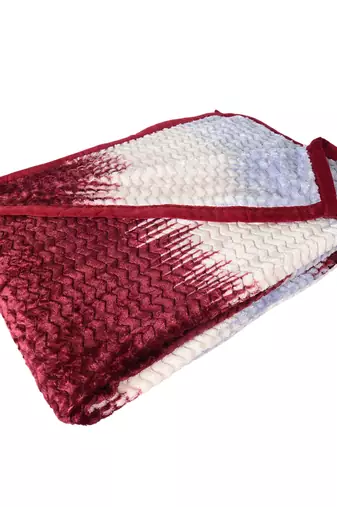 Ajanta handloom house single flannel blanket | comforter for ac/winter -white maroon