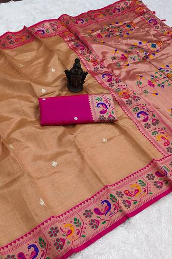 Orange Color Soft Traditional Banarasi Silk Blend Saree